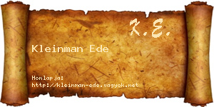 Kleinman Ede névjegykártya